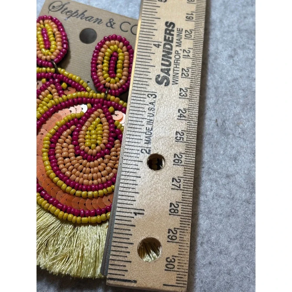 #24. Circular Seed Beaded Tassel Earrings
